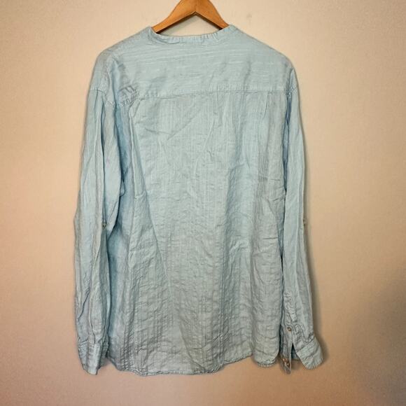 Caribbean Light Blue Long Sleeve Button Up Linen Size XL - Picture 5 of 9